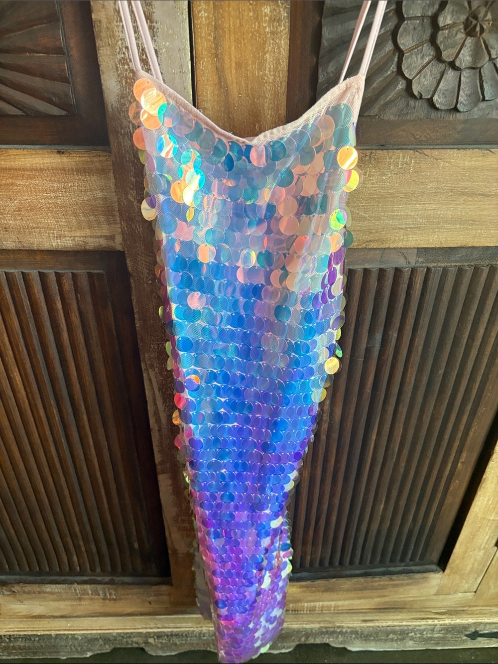 Forever 21 Iridescent Sequin Dress Pink & Blue